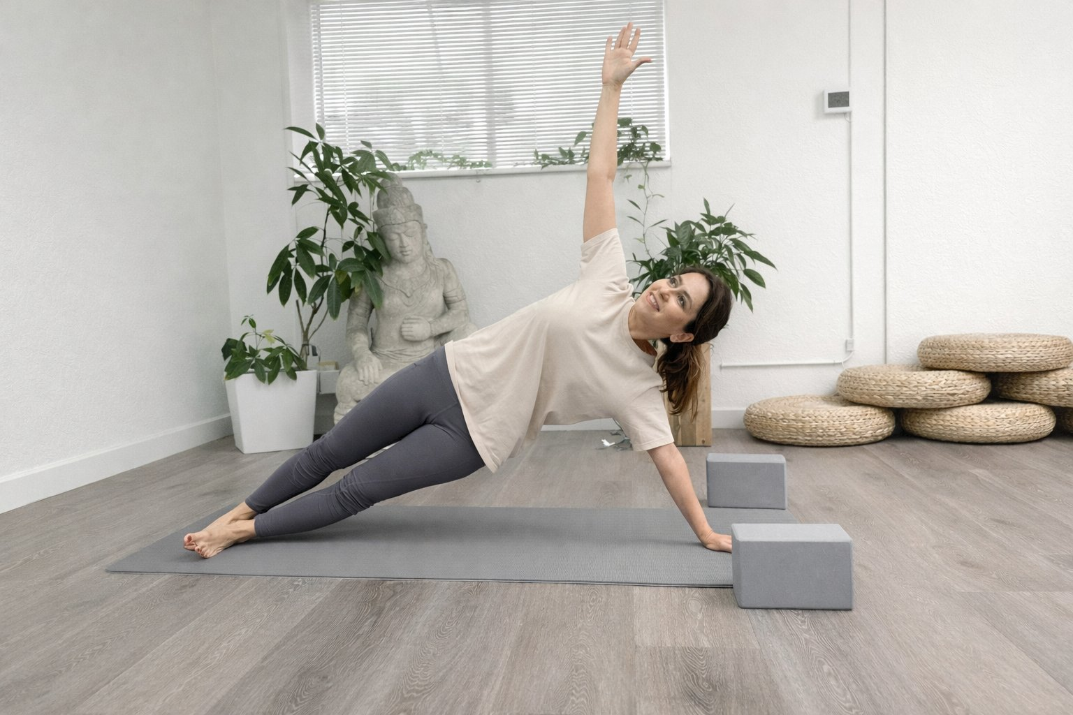 Mindful movement yoga at sunset